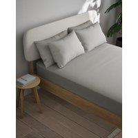 M&S Cotton Blend Non Iron Fitted Sheet Silver Grey