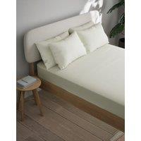 M&S Cotton Blend Non Iron Fitted Sheet Cream