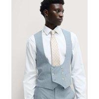 M&S Tailored Fit Double Breasted Waistcoat with Linen Chambray