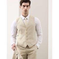 Autograph Italian Performance Linen Blend Waistcoat Stone