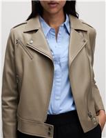 Petite Faux Leather Biker Jacket