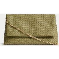 Faux Leather Woven Clutch Bag