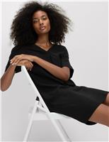 Linen Rich V-Neck Mini Shift Dress