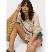 Pure Linen Collared Oversized Girlfriend Style Shirt