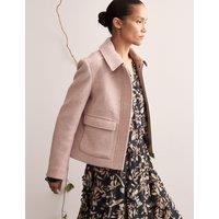 Pure Wool Collared Bomber Jacket