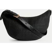 Faux Leather Woven Sling Bag