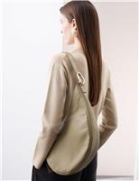 Pure Leather Buckle Shoulder Bag