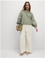 High Waisted Tailored Wide Leg Jeans