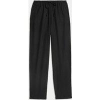 M&S Linen-Rich Drawstring Tapered Trousers Black