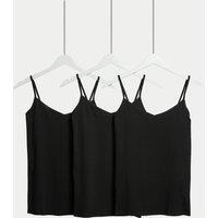 M&S 3pk Cotton Rich Strappy Vests Black