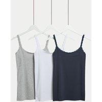 3pk Cotton Rich Lace Trim Vests