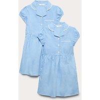 M&S 2 Pack Girls' Cotton Rich School Dresses (2-14 Yrs) Light Blue