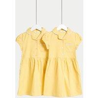 M&S 2 Pack Girls' Cotton Rich School Dresses (2-14 Yrs) Yellow