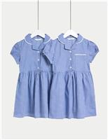 2 Pack Girls Plus Fit Gingham School Dresses (2-15 Yrs)