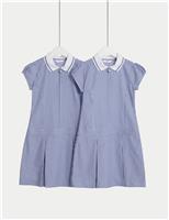 M&S 2 Pack Girls' Gingham School Dress (2-14 Yrs) Navy