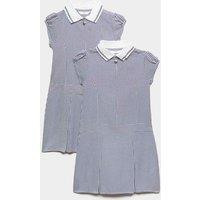 M&S 2 Pack Girls' Gingham School Dress (2-14 Yrs) Navy
