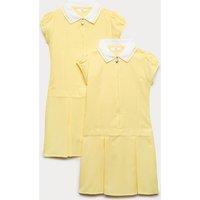 M&S 2 Pack Girls' Gingham School Dress (2-14 Yrs) Yellow