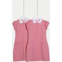 M&S 2 Pack Girls' Gingham School Dress (2-14 Yrs) Red