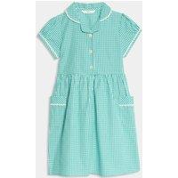 M&S Pure Cotton Gingham School Dress (2-14 Yrs) Green