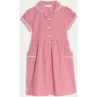 M&S Pure Cotton Gingham School Dress (2-14 Yrs) Red