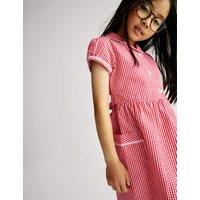 M&S Pure Cotton Gingham School Dress (2-14 Yrs) Red
