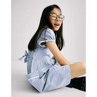 M&S Pure Cotton Gingham School Dress (2-14 Yrs) Navy