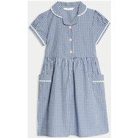 M&S Pure Cotton Gingham School Dress (2-14 Yrs) Navy