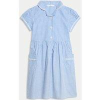 M&S Pure Cotton Gingham School Dress (2-14 Yrs) Light Blue