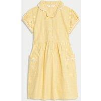 M&S Pure Cotton Gingham School Dress (2-14 Yrs) Yellow