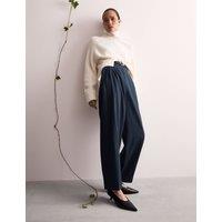 Wool Rich Pleat Front Wide Leg Trousers