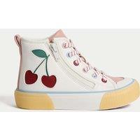 Kids Cherry High Tops Trainers (4 Small - 2 Large)