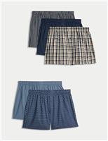 5pk Pure Cotton Woven Boxers