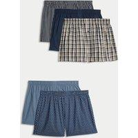 5pk Pure Cotton Woven Boxers
