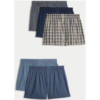 5pk Pure Cotton Woven Boxers