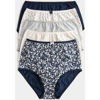 M&S 5pk Cotton Lycra Printed Full Briefs Grey Mix