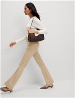 High Waisted Crease Front Slim Flare Jeans