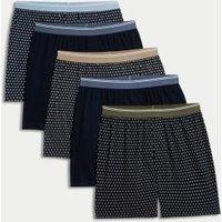 5pk Pure Cotton Cool & Fresh Assorted Pattern Jersey Boxers