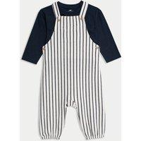 2pc Cotton Rich Striped Dungaree Outfit (0-3 Yrs)