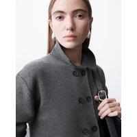 Pure Merino Wool Cropped Knitted Jacket