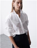 Autograph Pure Cotton Collared Relaxed Shirt Soft White