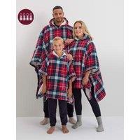 Borg Fleece Checked Hooded Blanket