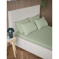 M&S Pure Cotton 300 Thread Count Fitted Sheet Sage