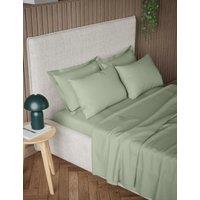 M&S Pure Cotton 300 Thread Count Flat Sheet Sage