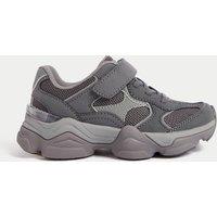 M&S Kids' Chunky Freshfeet Riptape Trainers (4 Small - 3 Large) Grey