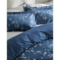 M&S Pure Cotton Trailing Cherry Blossom Bedding Set Blue Mix