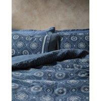 M&S X Fired Earth Pure Cotton Kouya Jacquard Bedding Set Carbon Blue