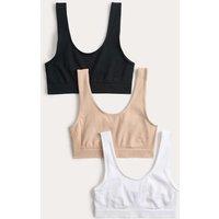 M&S 3pk Seamless Non Wired Crop Tops Black