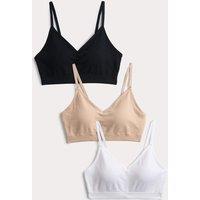 M&S 3pk Seamless Non Wired Bralettes Black Mix