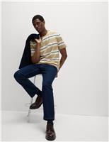 M&S Pure Cotton Striped T-Shirt Sand Mix