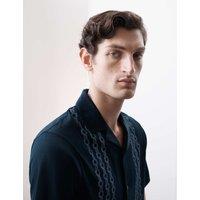 Pure Cotton Chain Print Revere Polo Shirt